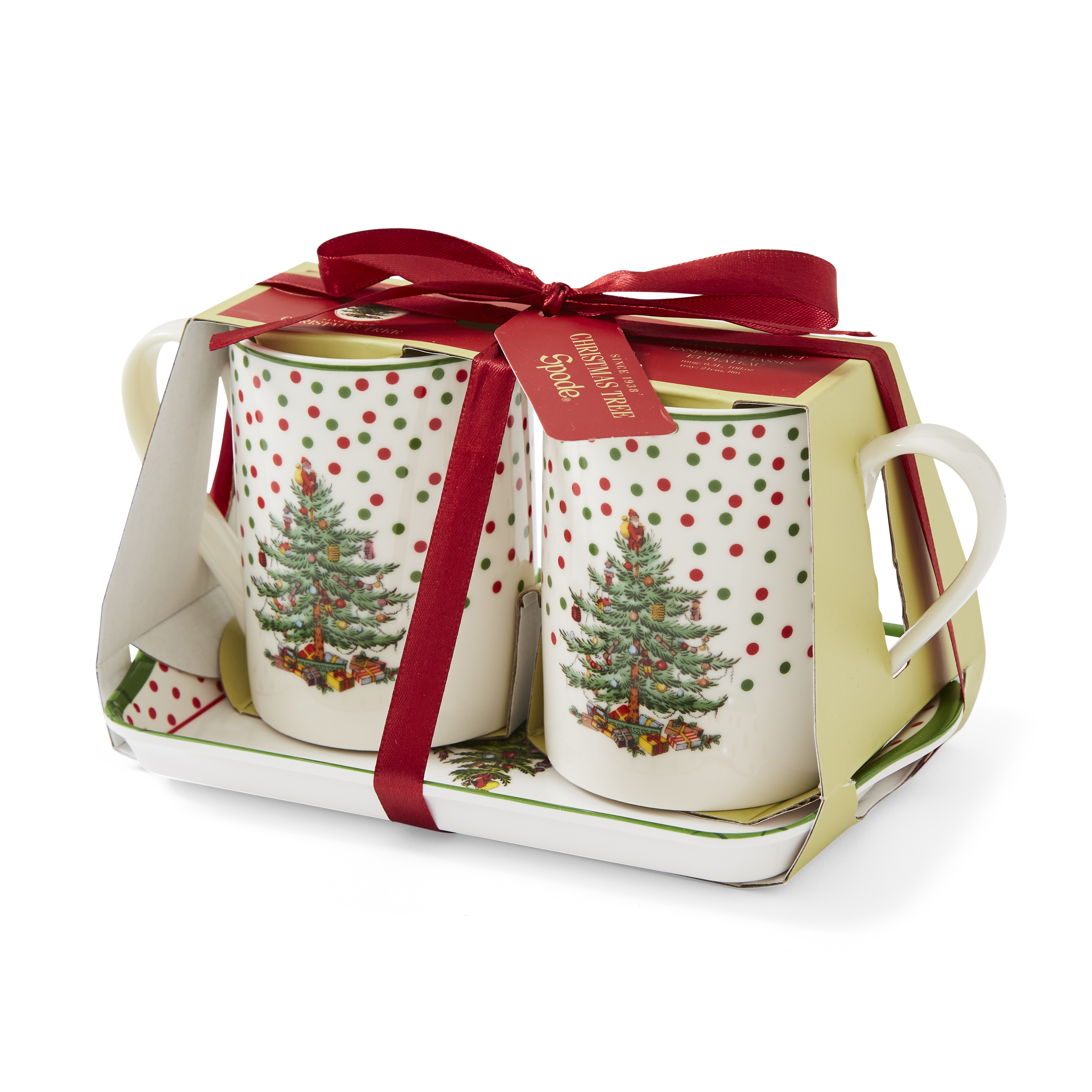 Christmas Tree Polka Dot Mug & Tray Set image number null